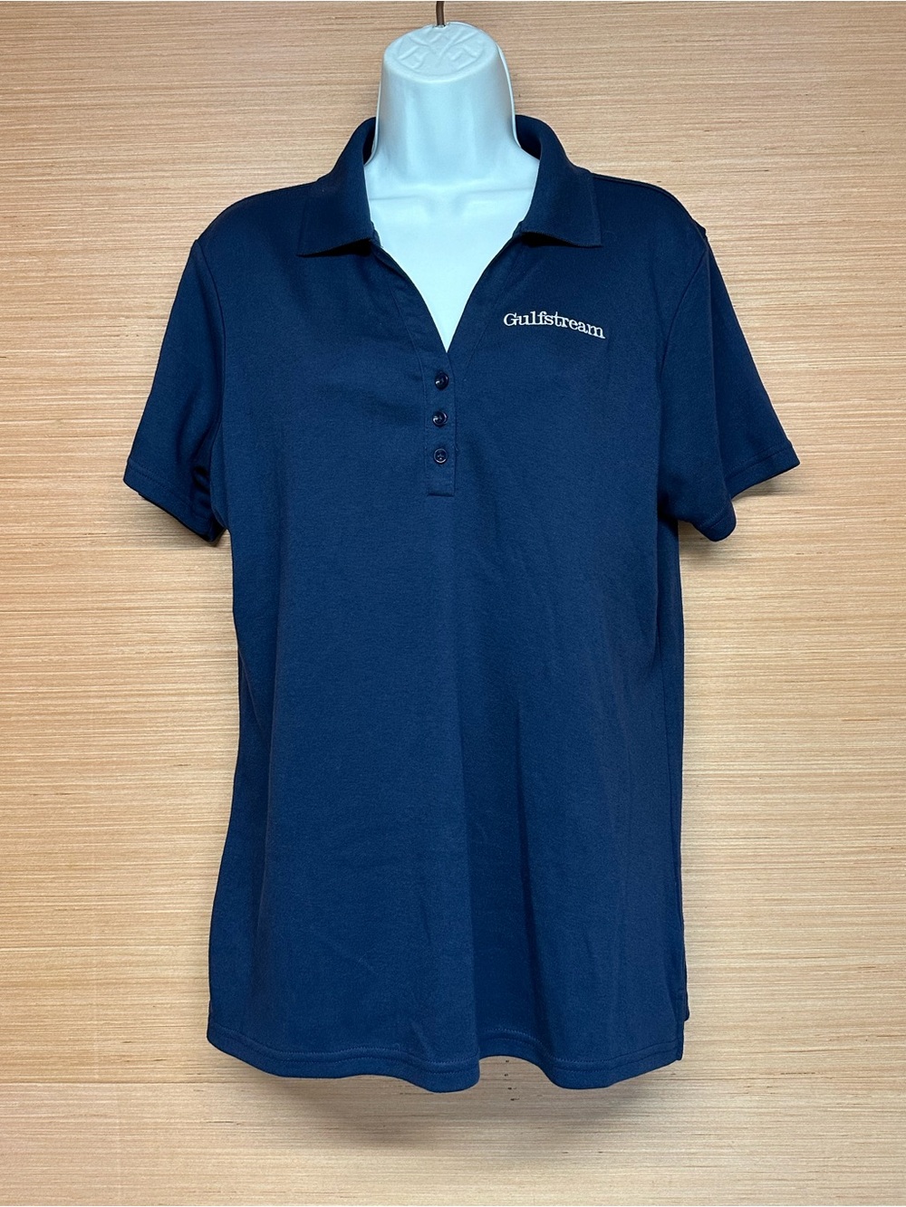 Gulfstream Logo Navy Blue Port Authority V-Neck Women's Polo Shirt Size Medium